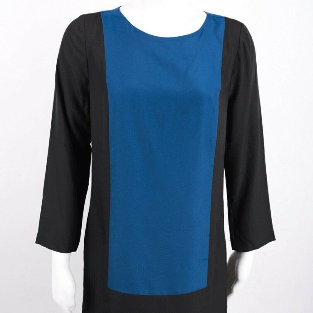 J.Crew Womens Shift Dress Sz 2 Colorblock Black
